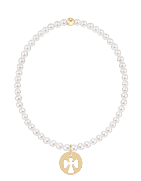 Classic Pearl 3mm Bracelet - Guardian Angel Gold Disc