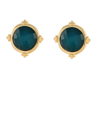 Fancy &amp; Faceted Stone Earrings - Teal