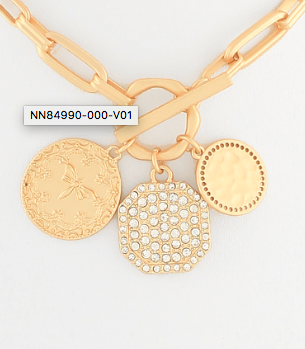 Coin Pendant Clip Chain Necklace