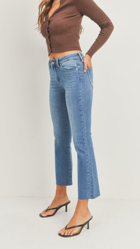 The Holiday Cropped Flare -Medium Denim