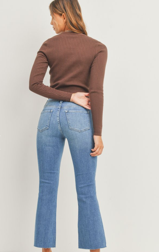 The Holiday Cropped Flare -Medium Denim