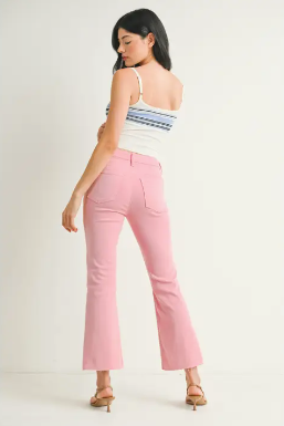 Bubblegum Cropped Flare Jeans