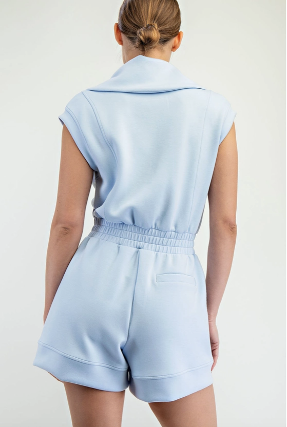 Scuba Sleeveless Romper - Frost