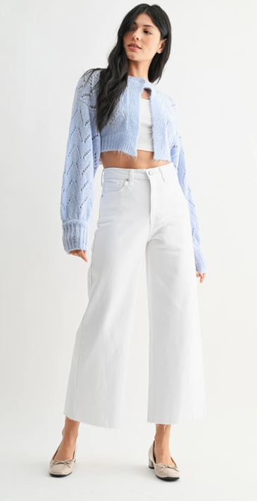 Savannah Scissor Cut White Jeans