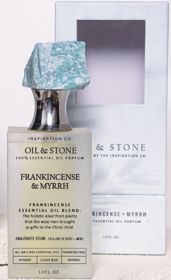 Oil & Stone: Frankincense & Myrrh - Amazonite Premium Oil Perfume - Full Size Stone Bottle