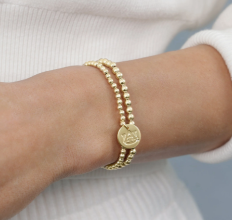 eCOLLEGIATE Classic Gold 3mm Bracelet - Auburn Disc
