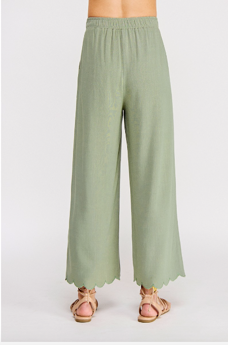 Sage Scallop Linen Pants