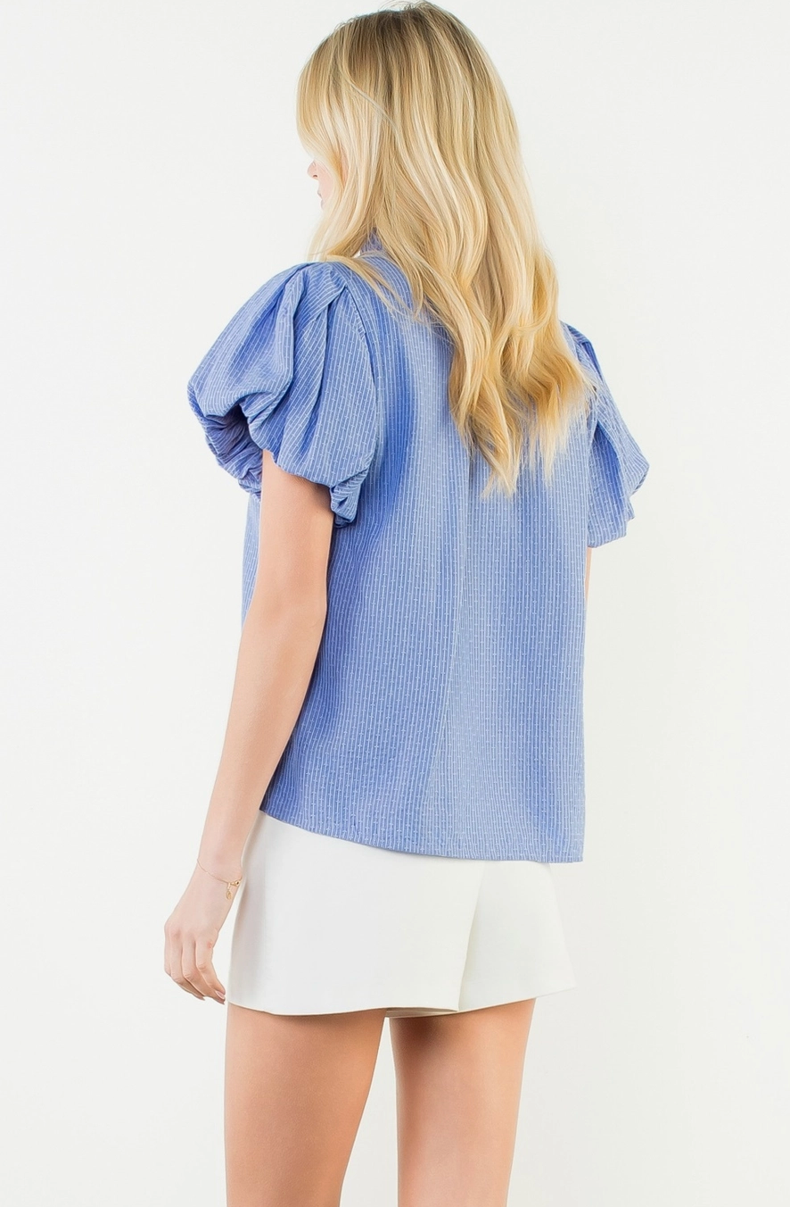 Blue Whisper Puff Top
