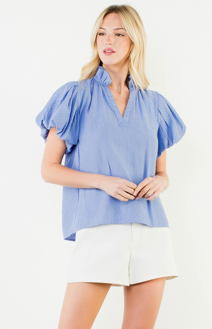 Blue Whisper Puff Top