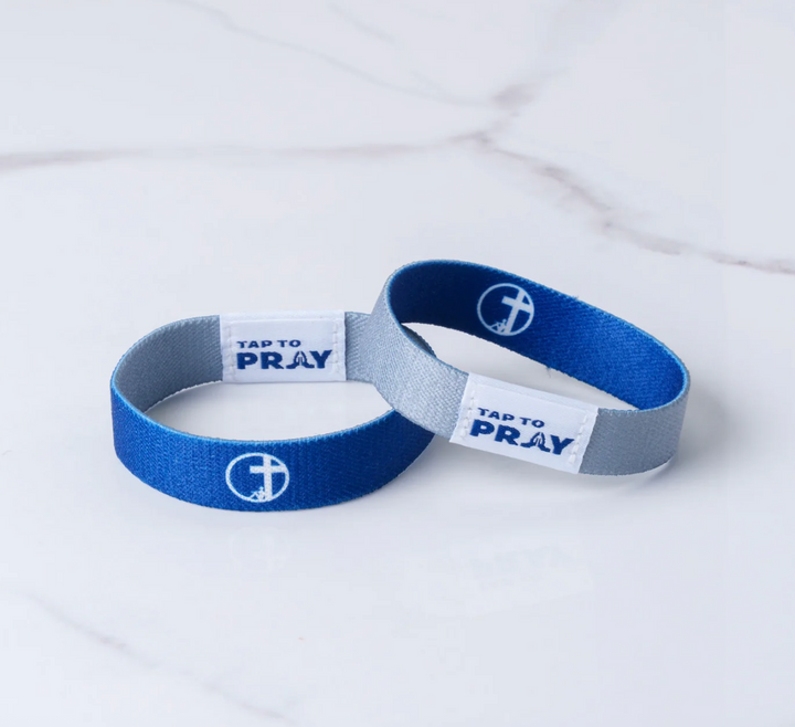 Tap To Pray® Wristband – Navy &amp; Grey
