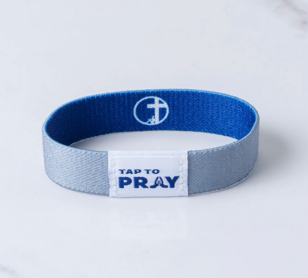 Tap To Pray® Wristband – Navy &amp; Grey