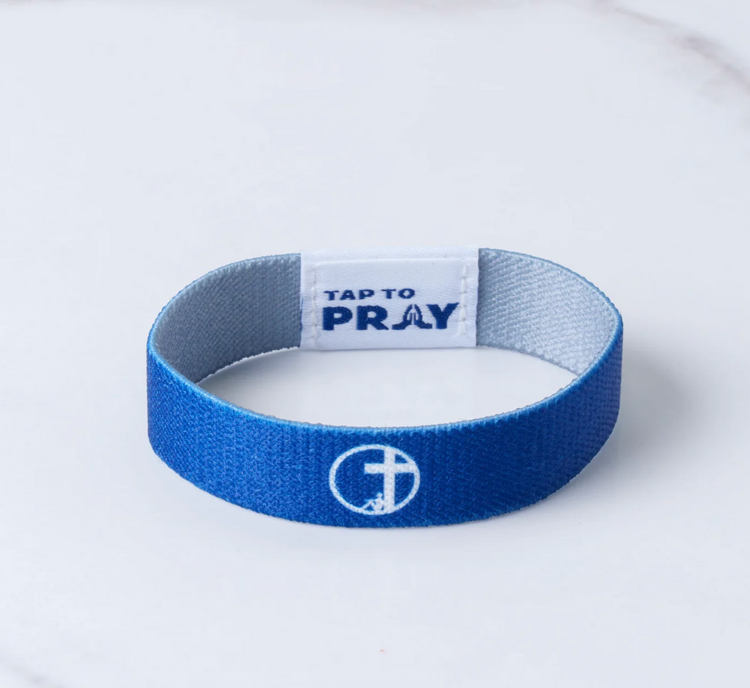 Tap To Pray® Wristband – Navy &amp; Grey