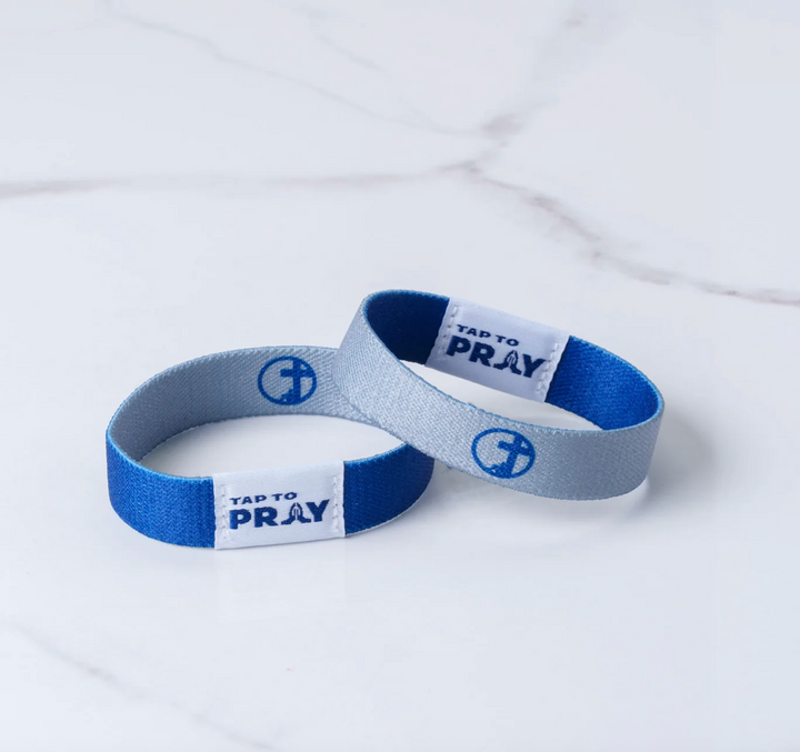 Tap To Pray® Wristband – Navy &amp; Grey