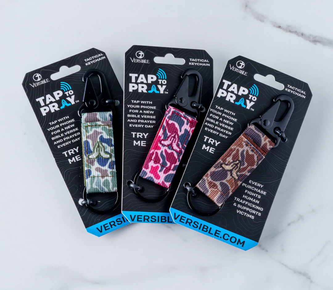 Tap To Pray® Tactical Carabiner Keychain - Sahara Camo