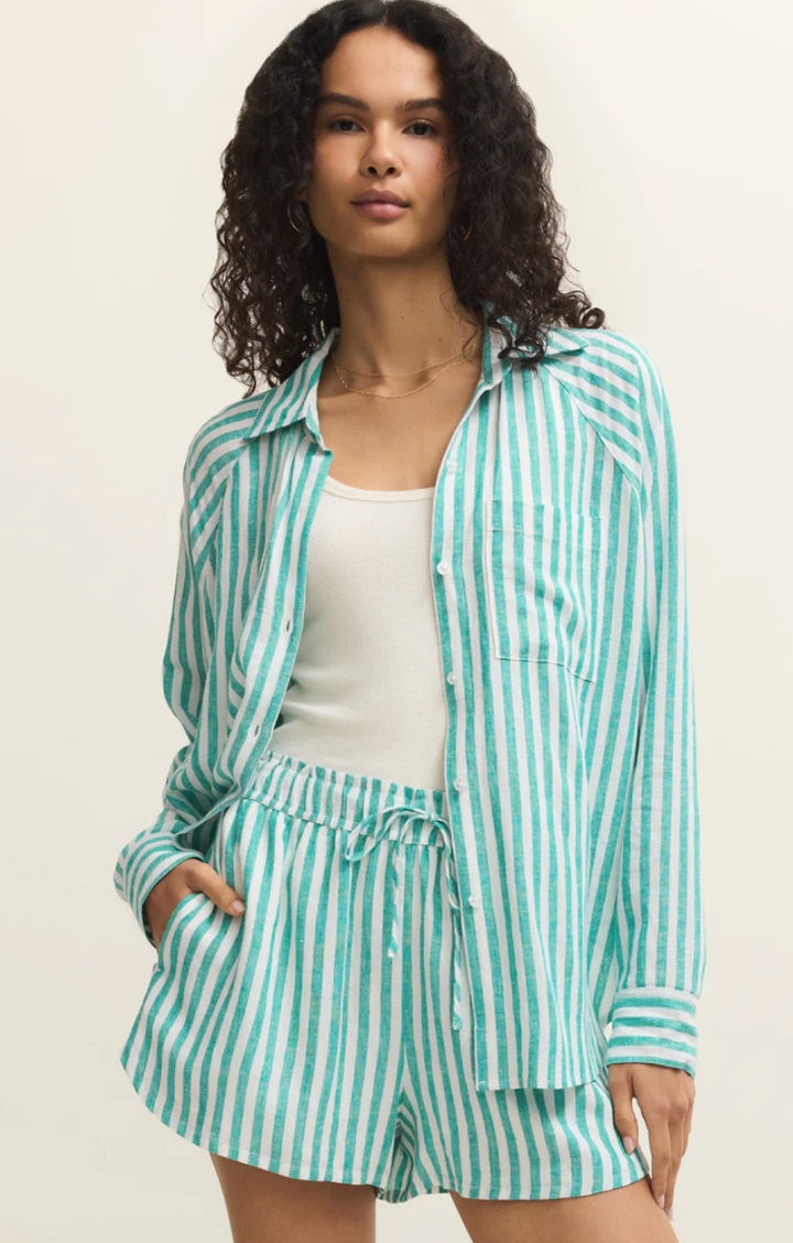 Z Supply The Perfect Linen Striped Top - La Palma