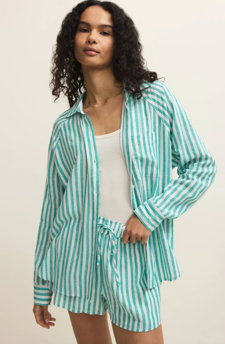 Z Supply The Perfect Linen Striped Top - La Palma