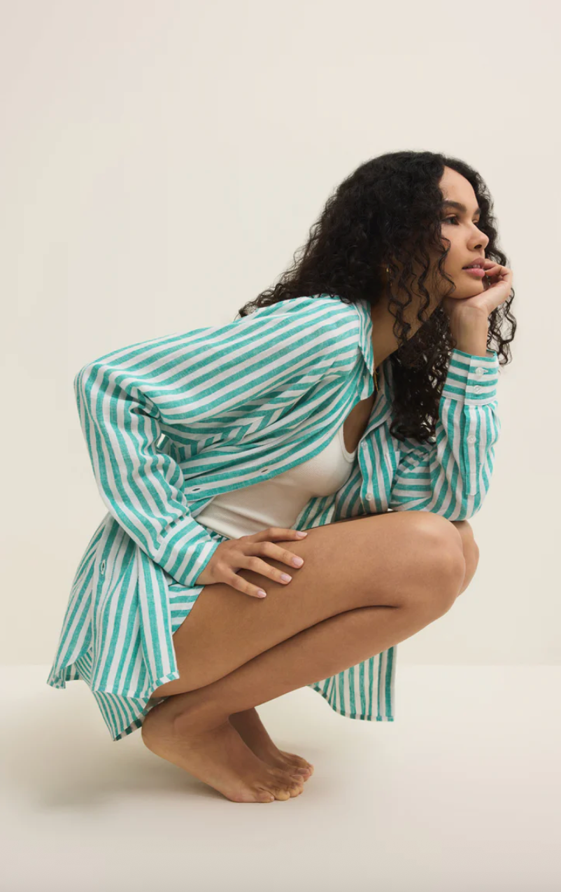Z Supply The Perfect Linen Striped Top - La Palma