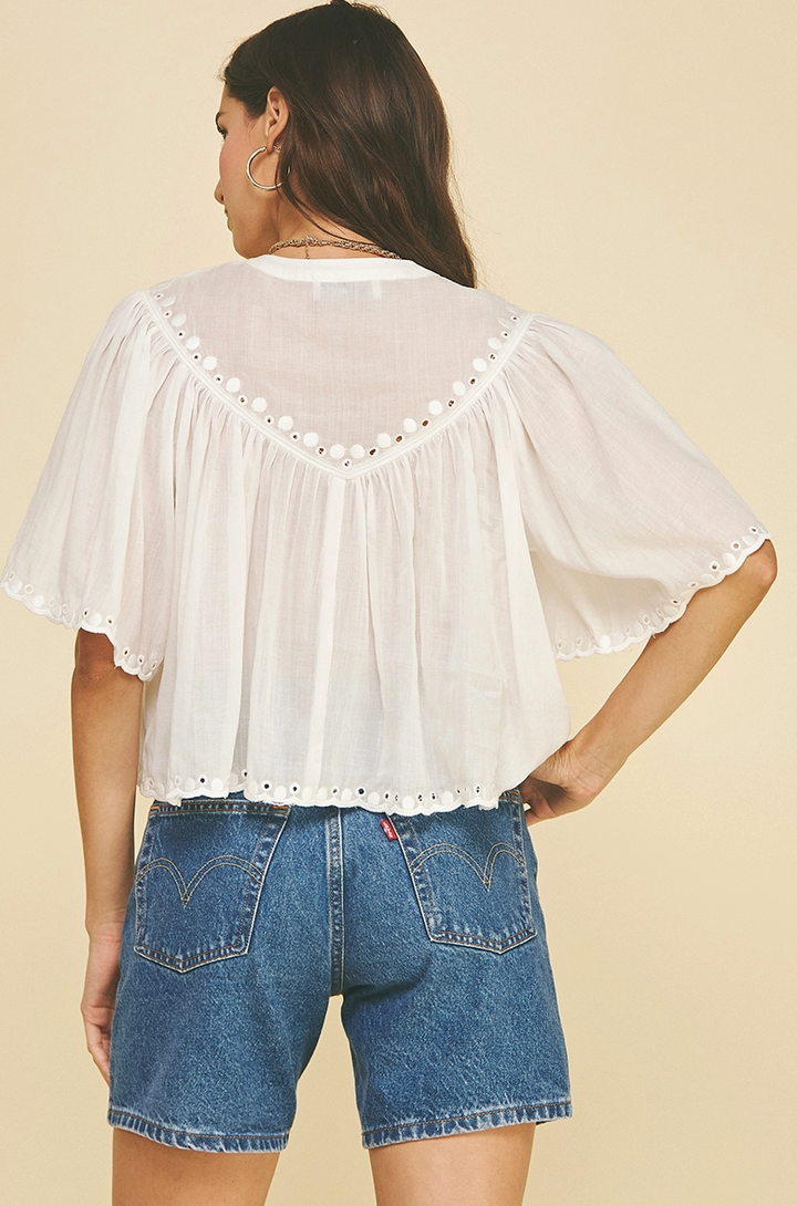 Abigail Eyelet Button Down Blouse