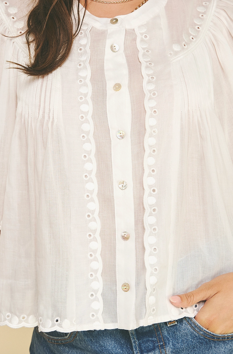 Abigail Eyelet Button Down Blouse