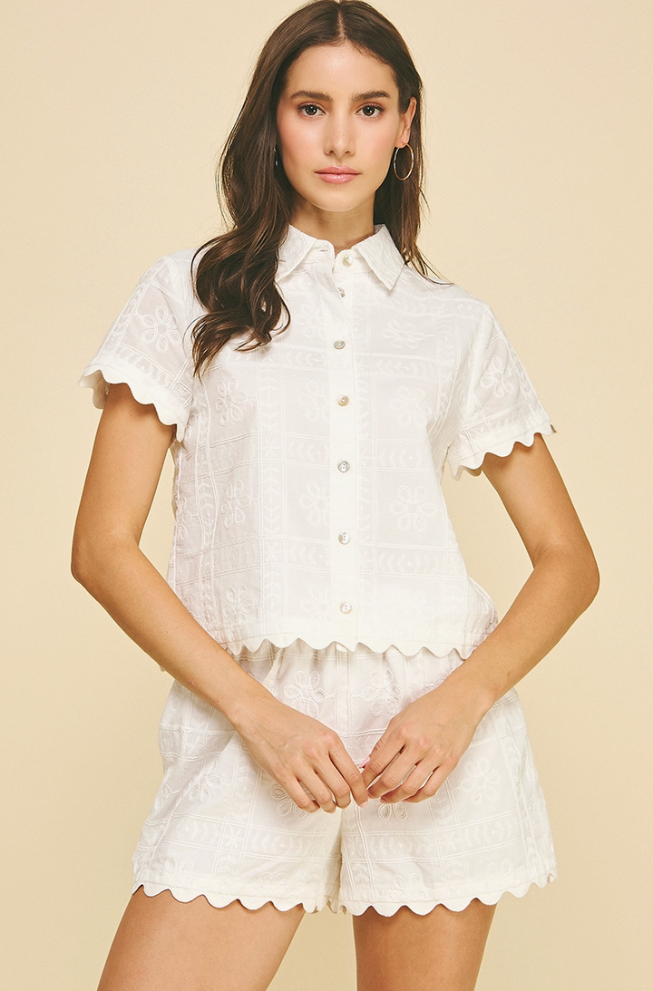 Faithful Bloom Button-Down Blouse