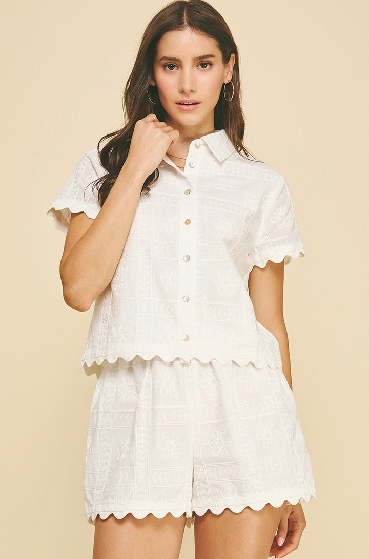 Faithful Bloom Button-Down Blouse