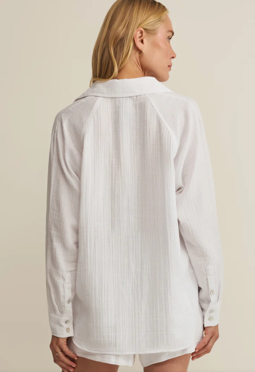 Z Supply The Perfect Airy Gauze Button Up - White