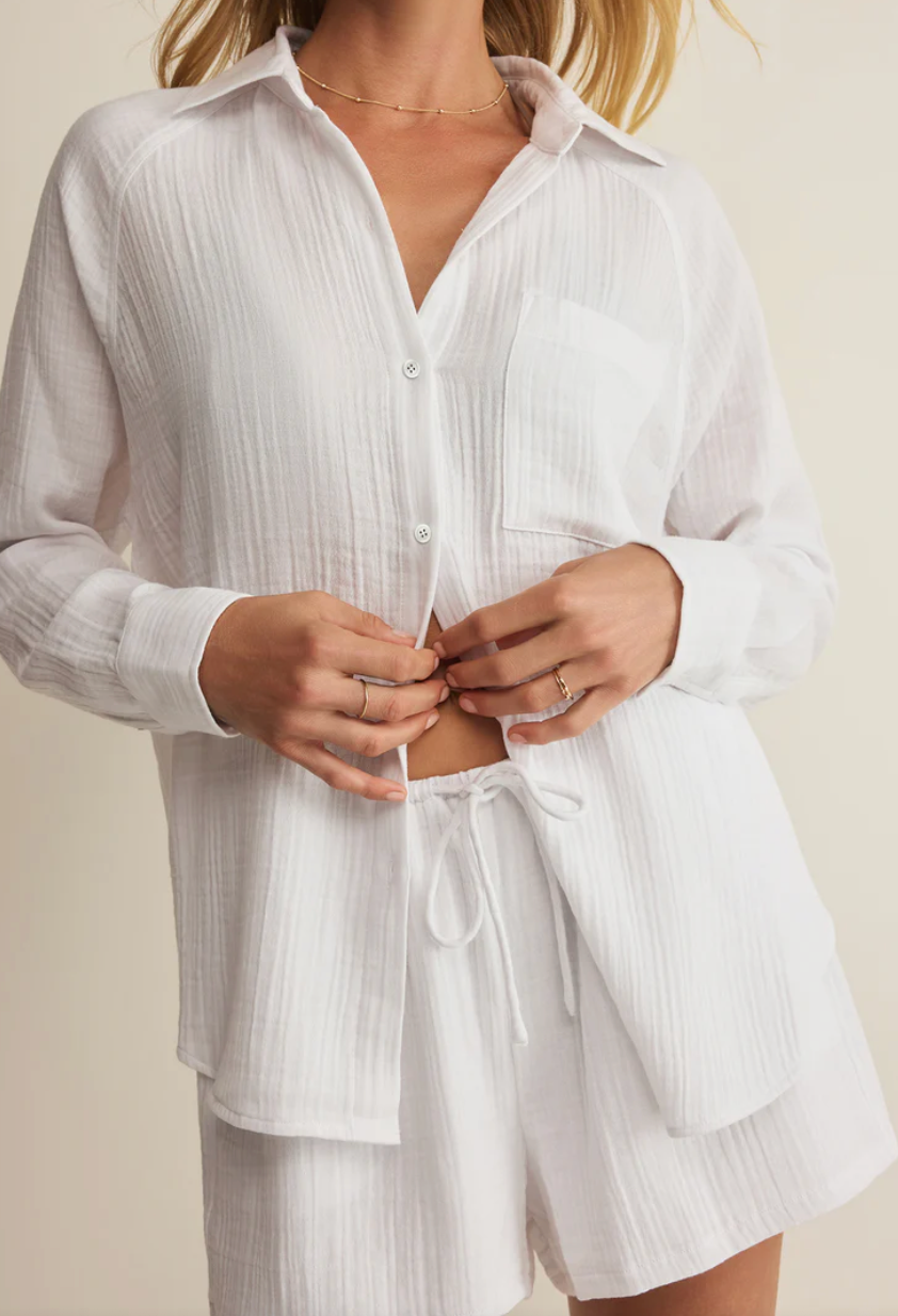 Z Supply The Perfect Airy Gauze Button Up - White