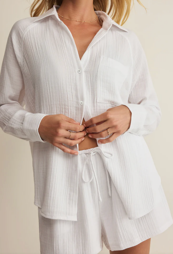 Z Supply The Perfect Airy Gauze Button Up - White