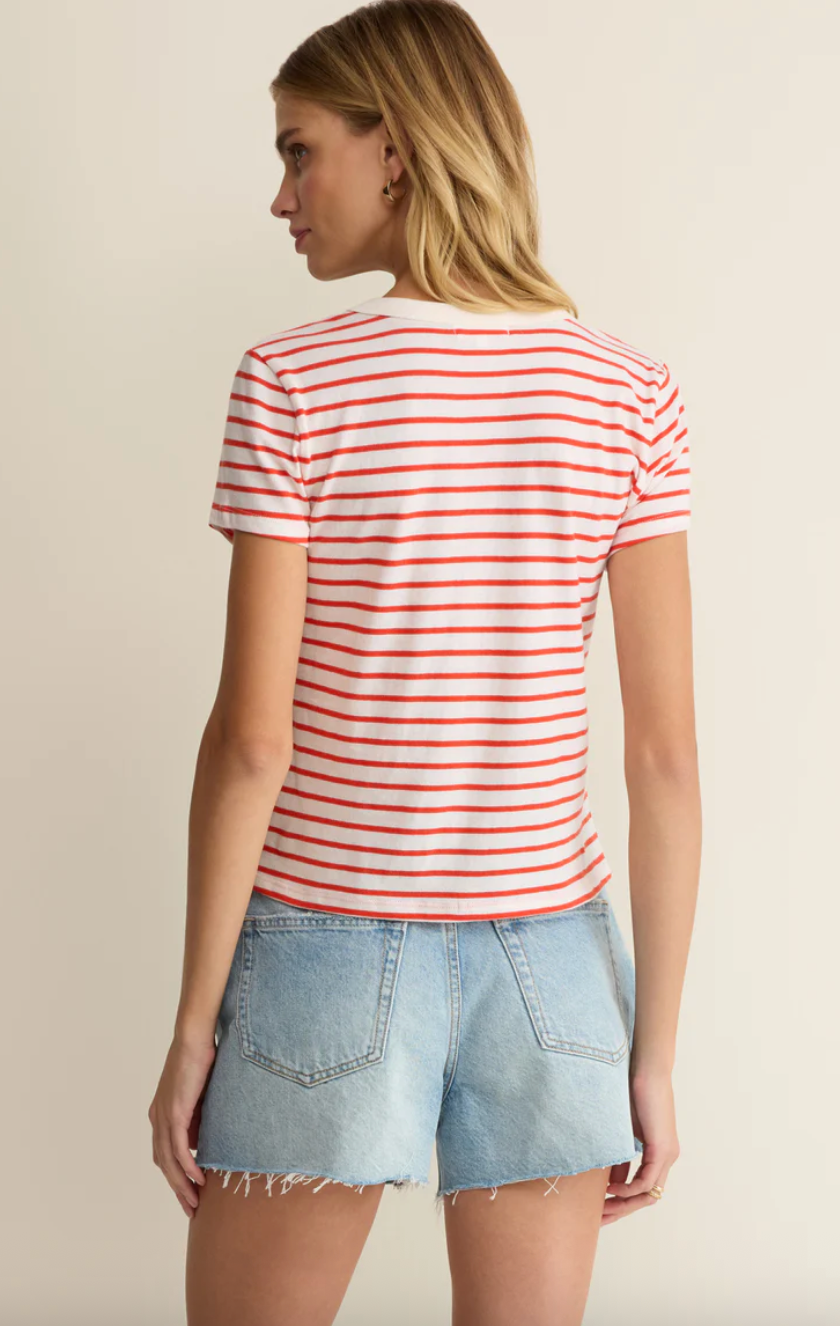 Z Supply Junie Striped Tee - Lychee