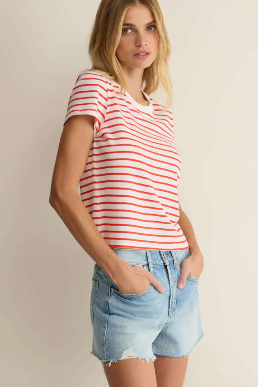 Z Supply Junie Striped Tee - Lychee