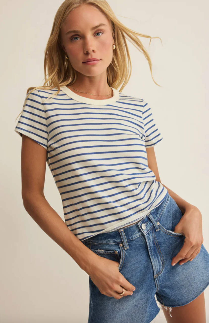 Z Supply Junie Striped Tee - True Navy