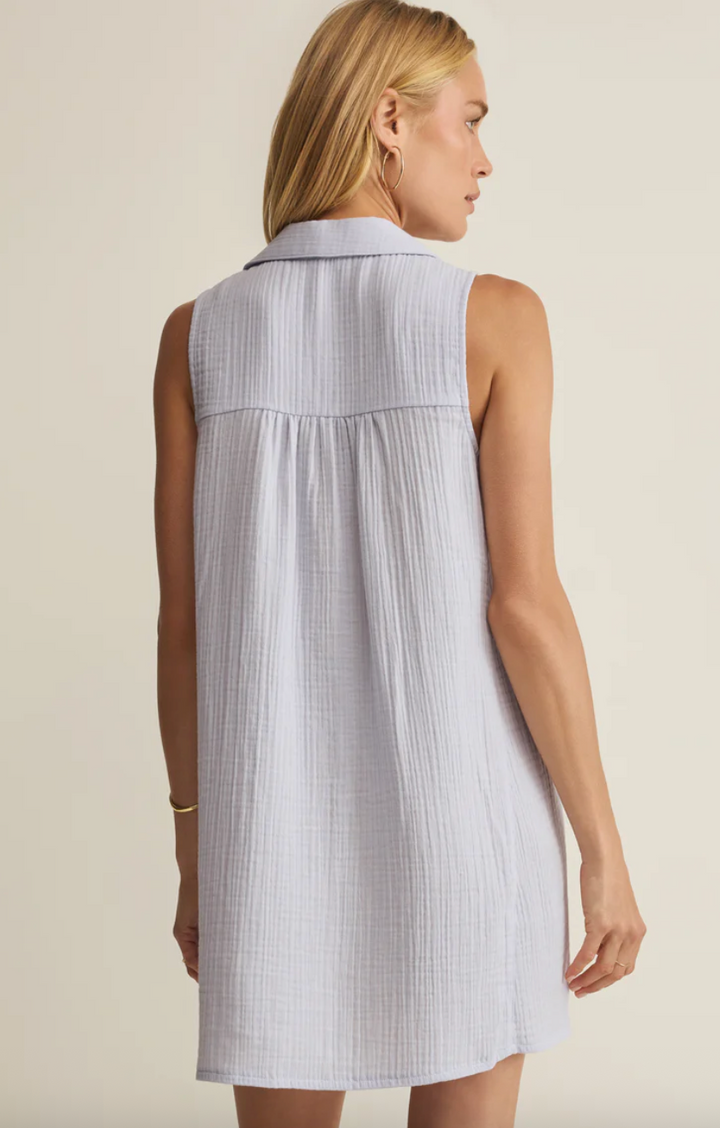 Z Supply New Light Crinkle Mini Dress - Hamptons Blue