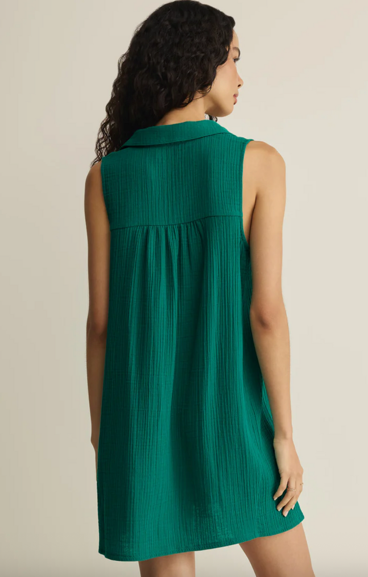 Z Supply New Light Crinkle Mini Dress - Rainforest