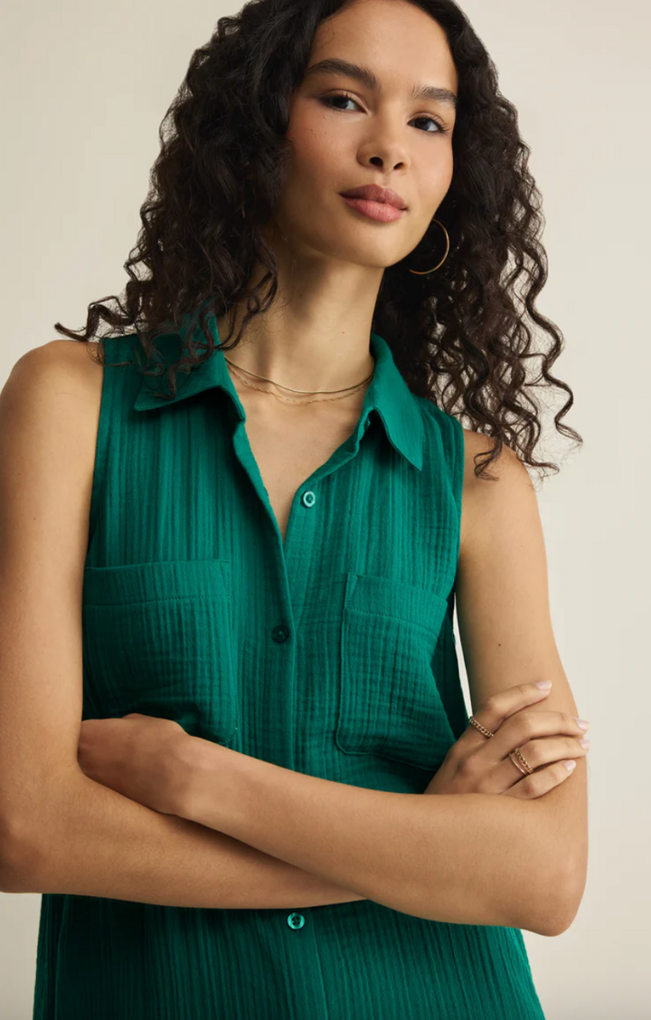 Z Supply New Light Crinkle Mini Dress - Rainforest