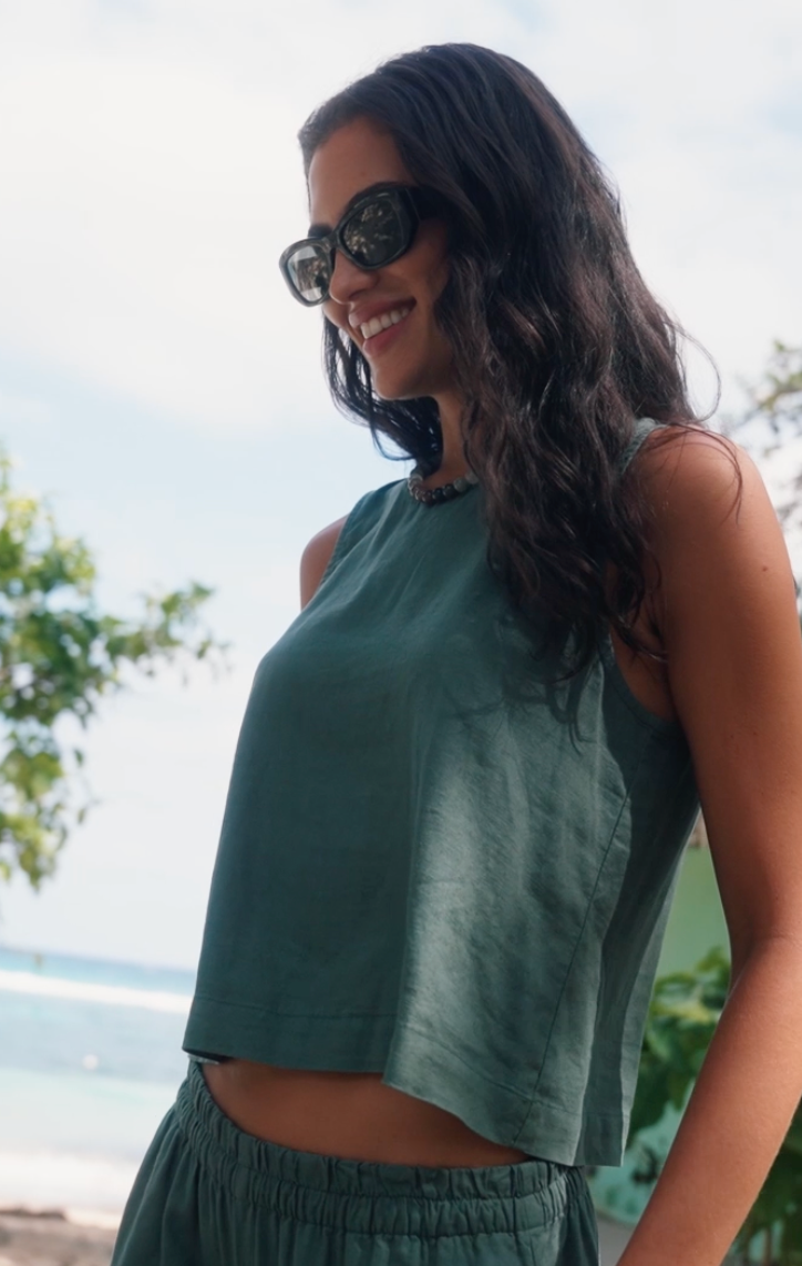 Z Supply Sloane Linen Tank - Everglade