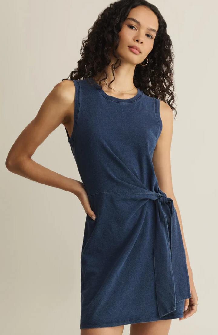 Z Supply Mattie Jersey Denim Mini Dress - Indigo