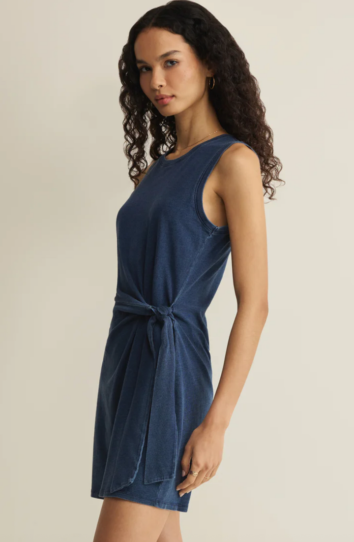Z Supply Mattie Jersey Denim Mini Dress - Indigo