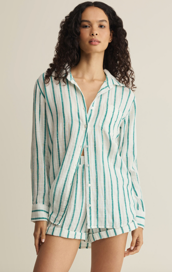 Z Supply Saturdays Stripe Shirt - Rainforest