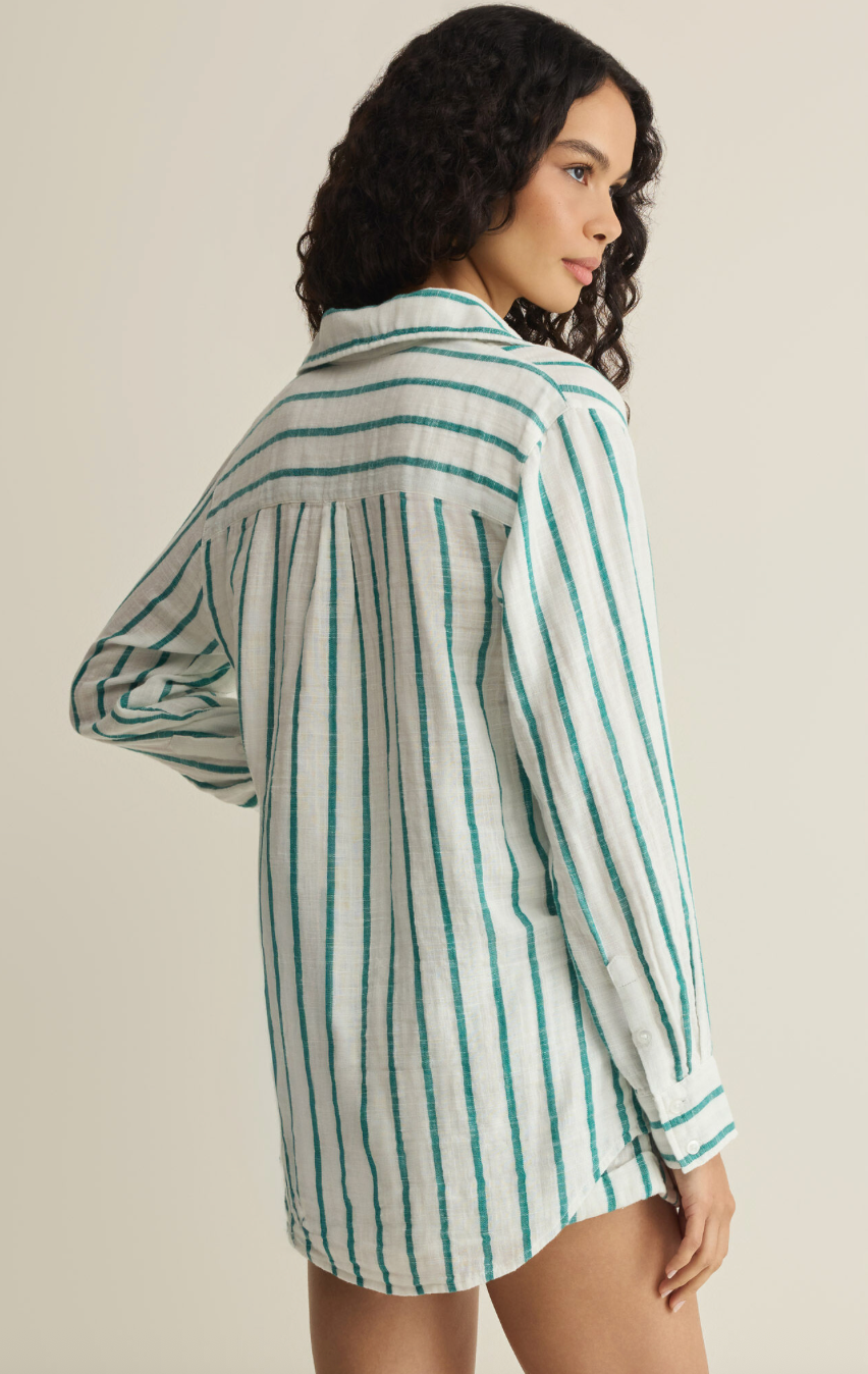 Z Supply Saturdays Stripe Shirt - Rainforest