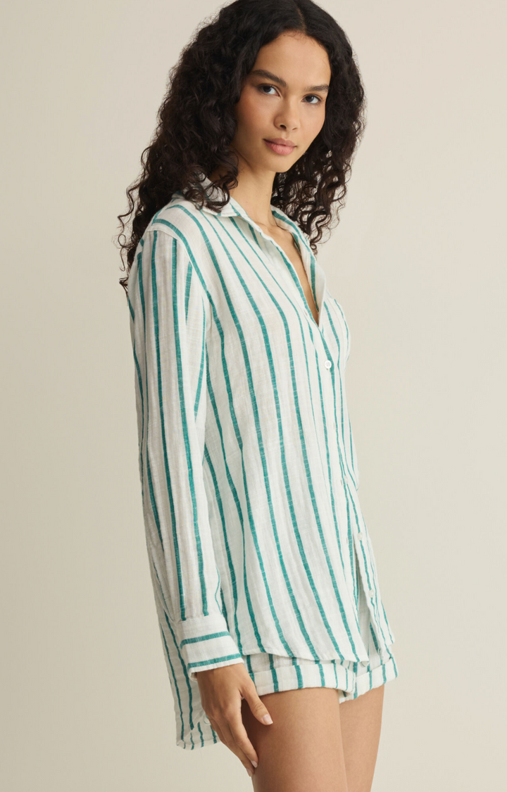 Z Supply Saturdays Stripe Shirt - Rainforest