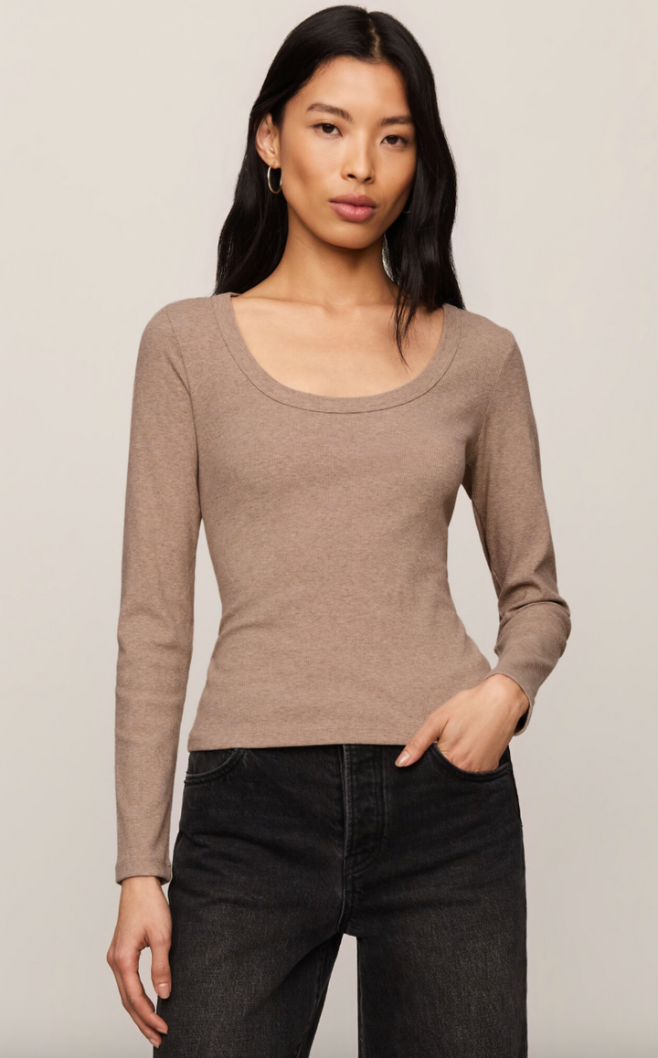 Z Supply Greyson Scoop Long Sleeve Tee - Heather Ash