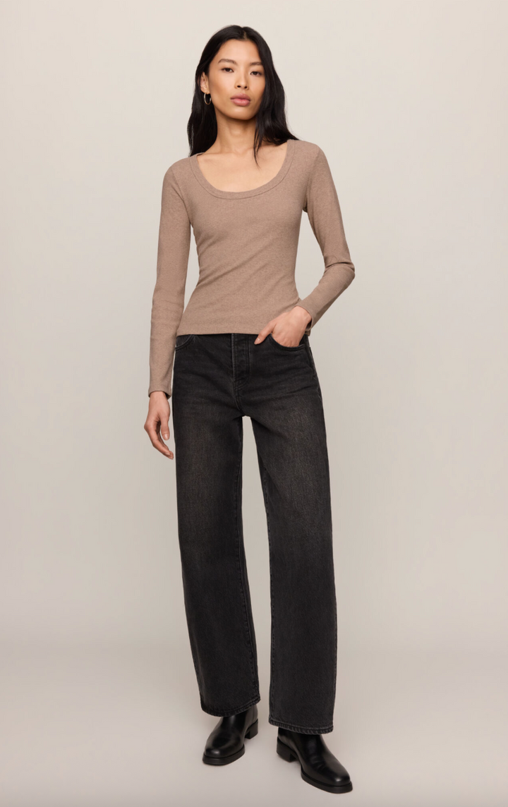 Z Supply Greyson Scoop Long Sleeve Tee - Heather Ash