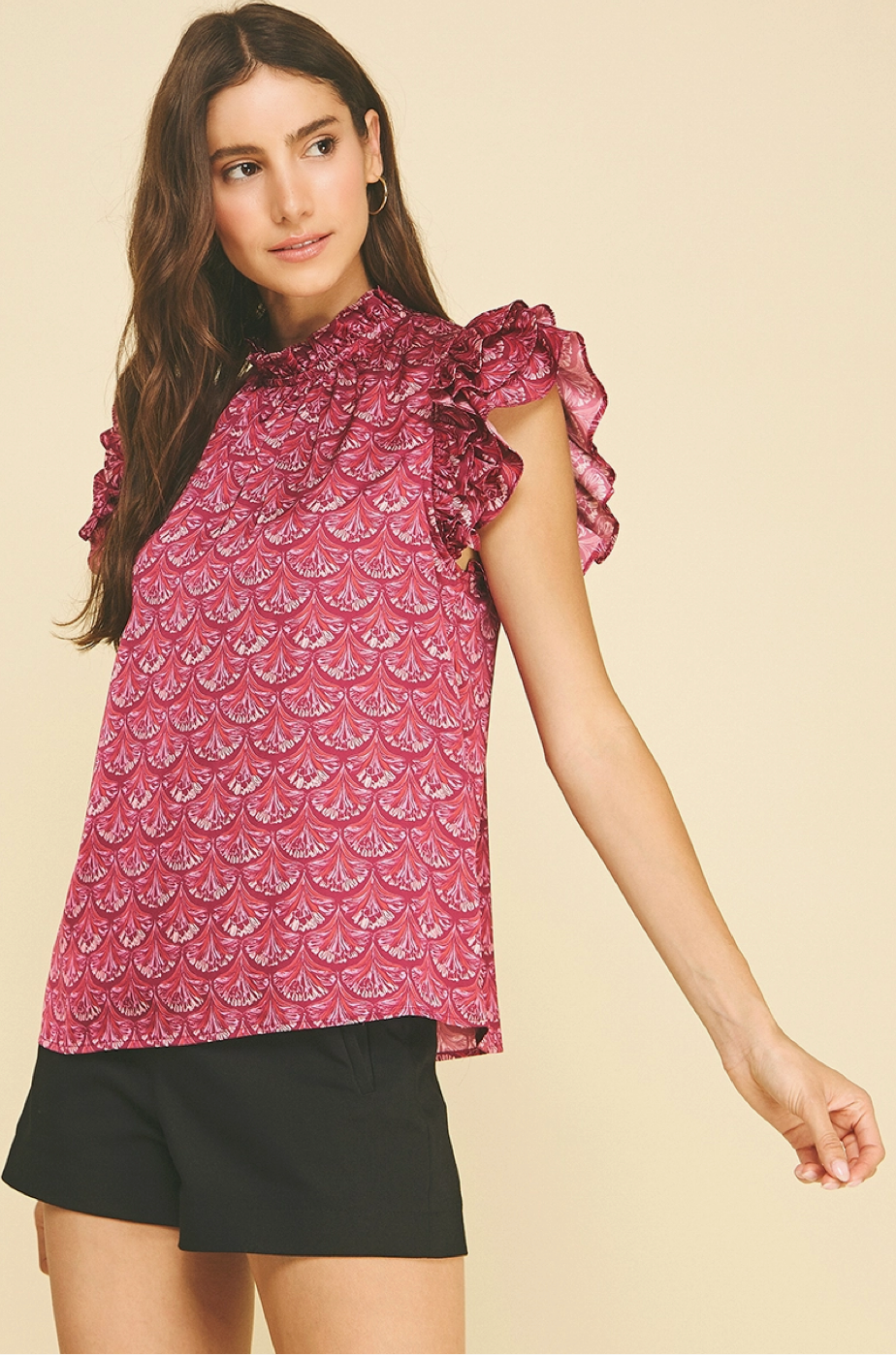 Sassy Scallop Print Blouse