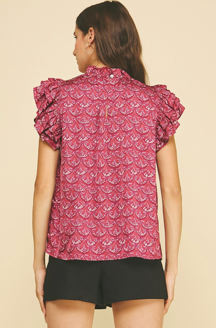 Sassy Scallop Print Blouse