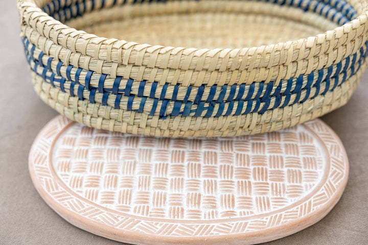 Rahab's Rope - Oval Basket Weave Blue Bread Warmer