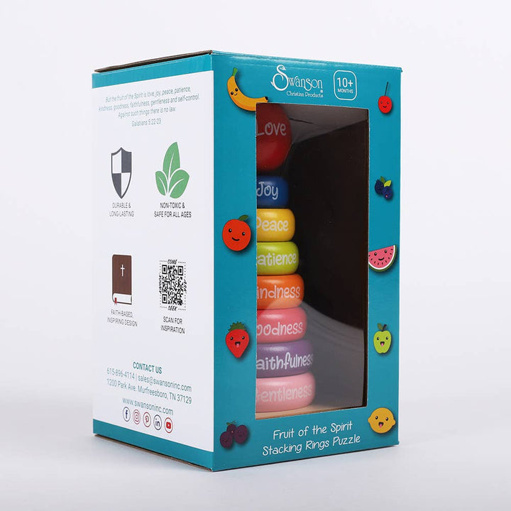 Swanson Christian Products - Puzzle Wood Stackable Rings Fruit Of The Spirit