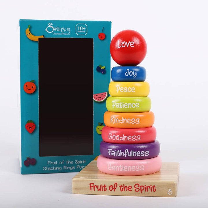 Swanson Christian Products - Puzzle Wood Stackable Rings Fruit Of The Spirit