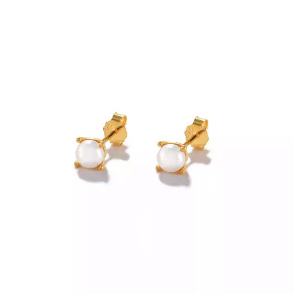 Golden Pearl Stud Earrings