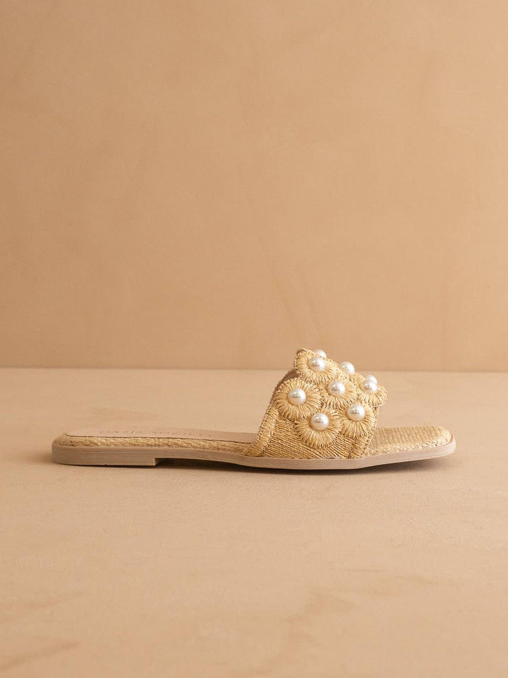 Oasis Society - The Cathleen | Natural Pearl Raffia Slide Sandal