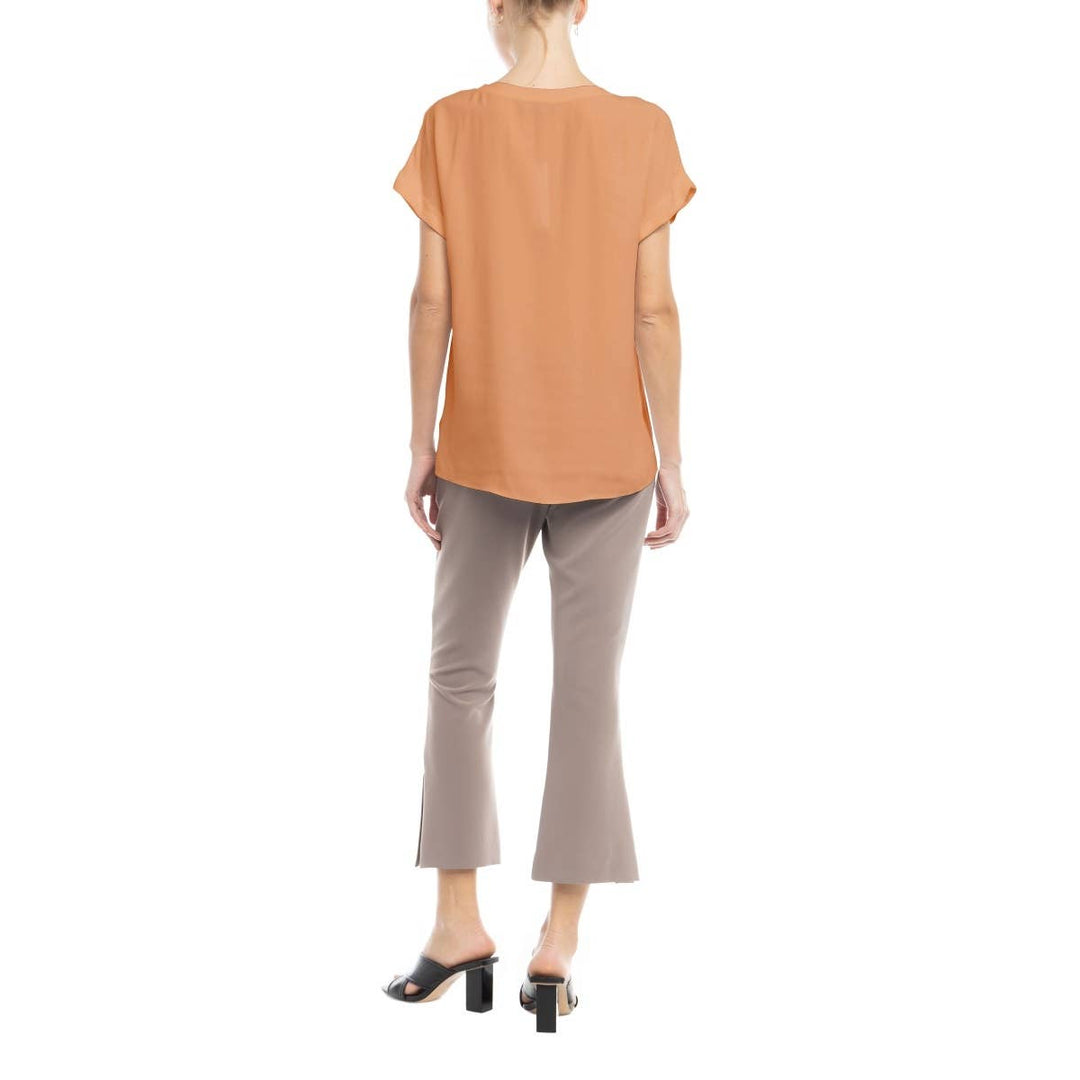 Tawny Orange V-Neck Blouse